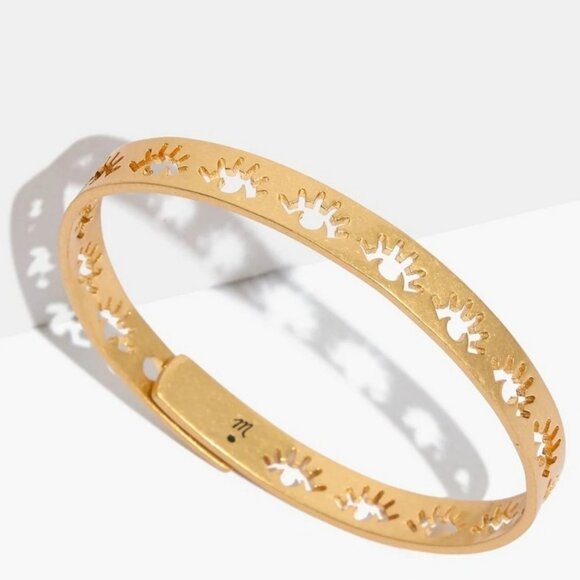 NWT MADEWELL Eye Cut Out Tracecraft Bangle Bracelet Gold Plated Brass Sun Boho - Picture 1 of 3